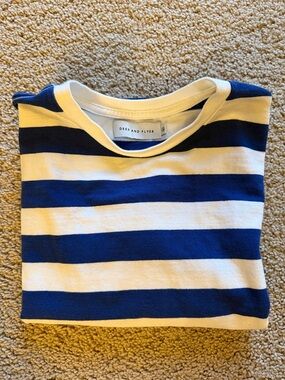 Deer And Flyer Short Sleeve Striped Tee - Navy & White